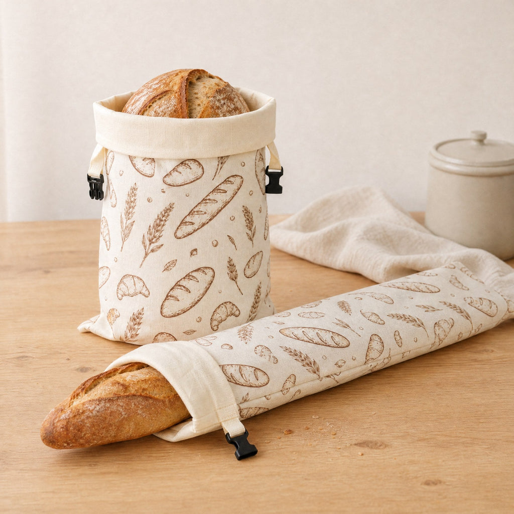 Baguette bag and bread bag in the same fabric