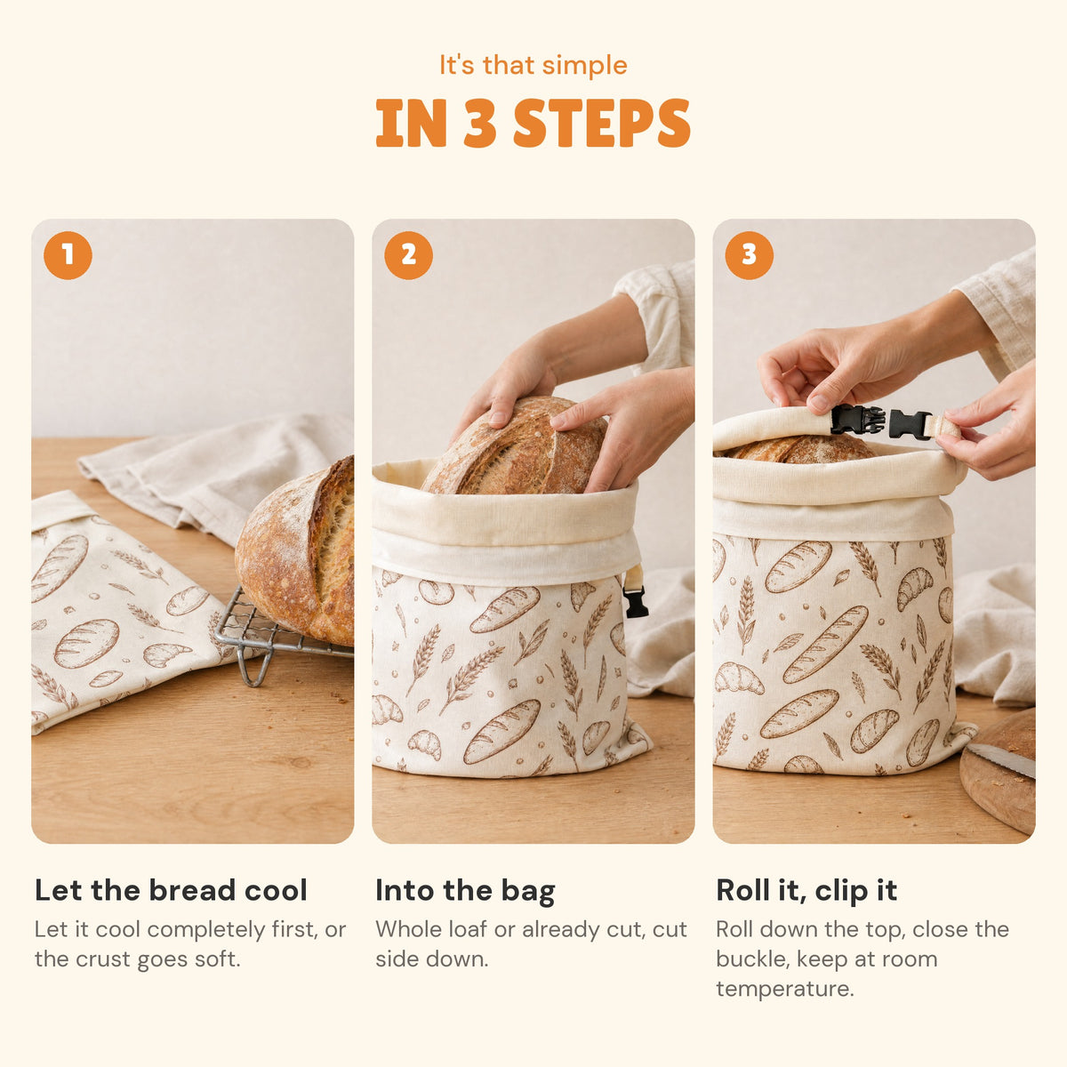 How to use the bread bag in 3 steps