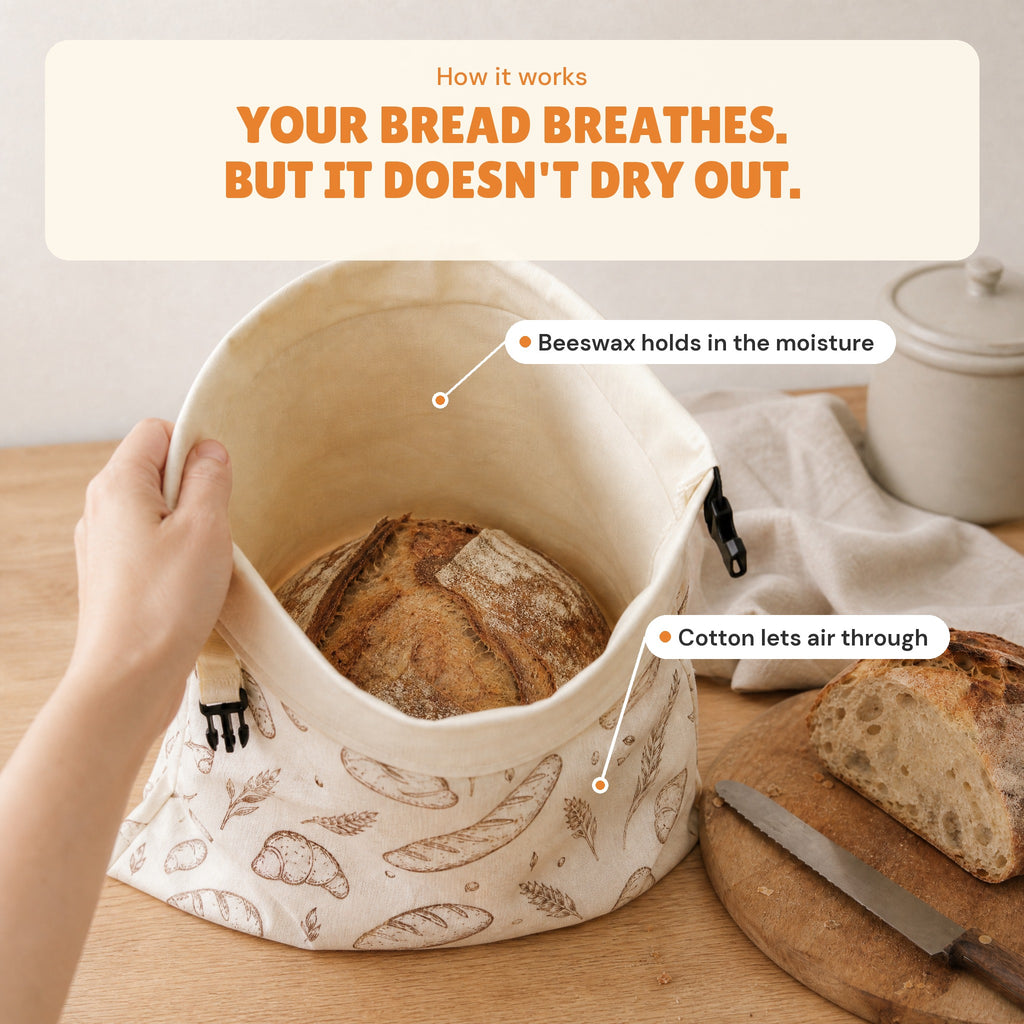 Inside the bread bag: beeswax lining