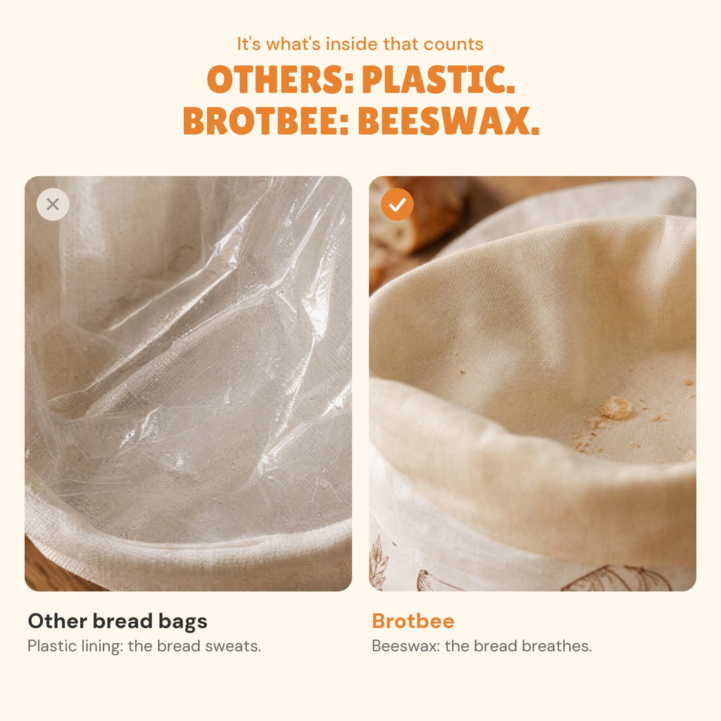 Comparison: plastic lining vs. beeswax lining